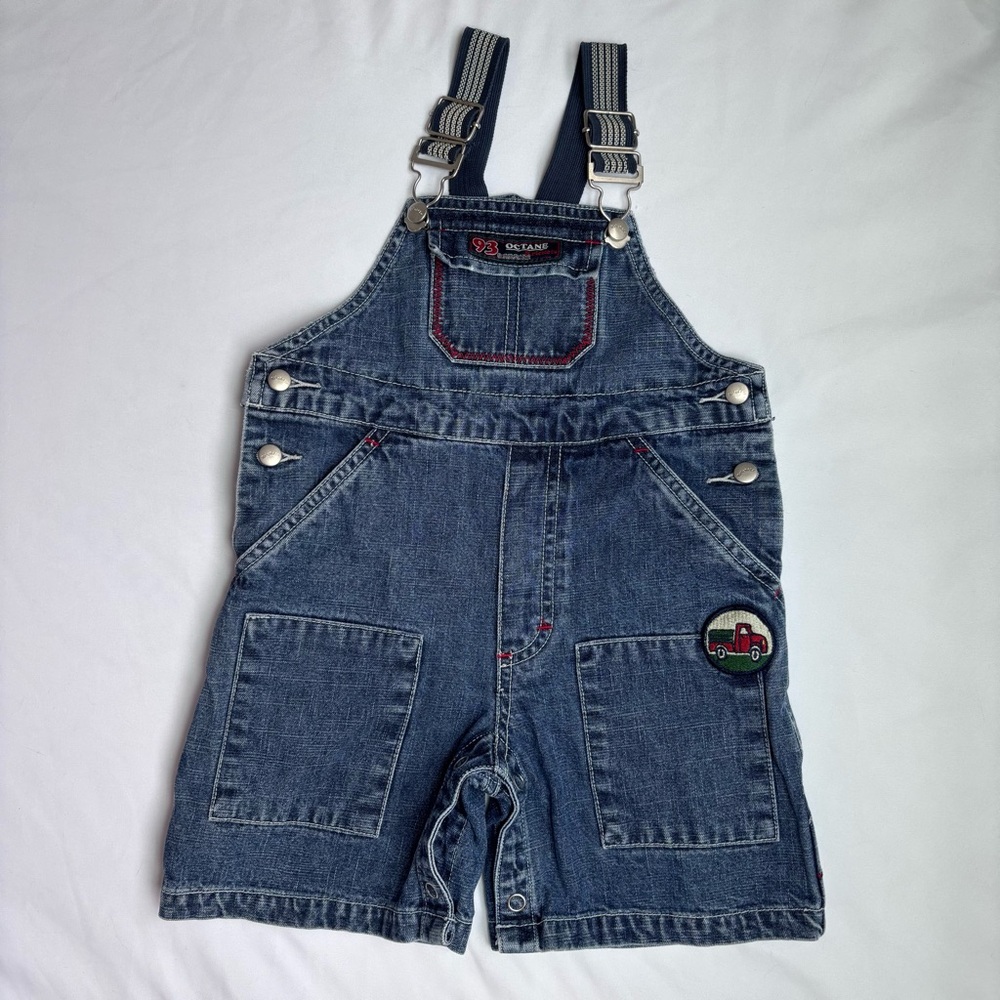 ⭒ 12M VTG Krickets Elite Adjustable Denim Shorts Overalls Patchwork Suspenders ⭒